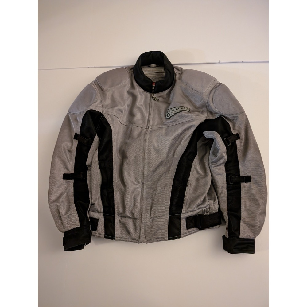 Firstgear Mens Small/Medium Mesh Motorcycle Jacket Grey Black Padded Full Zip